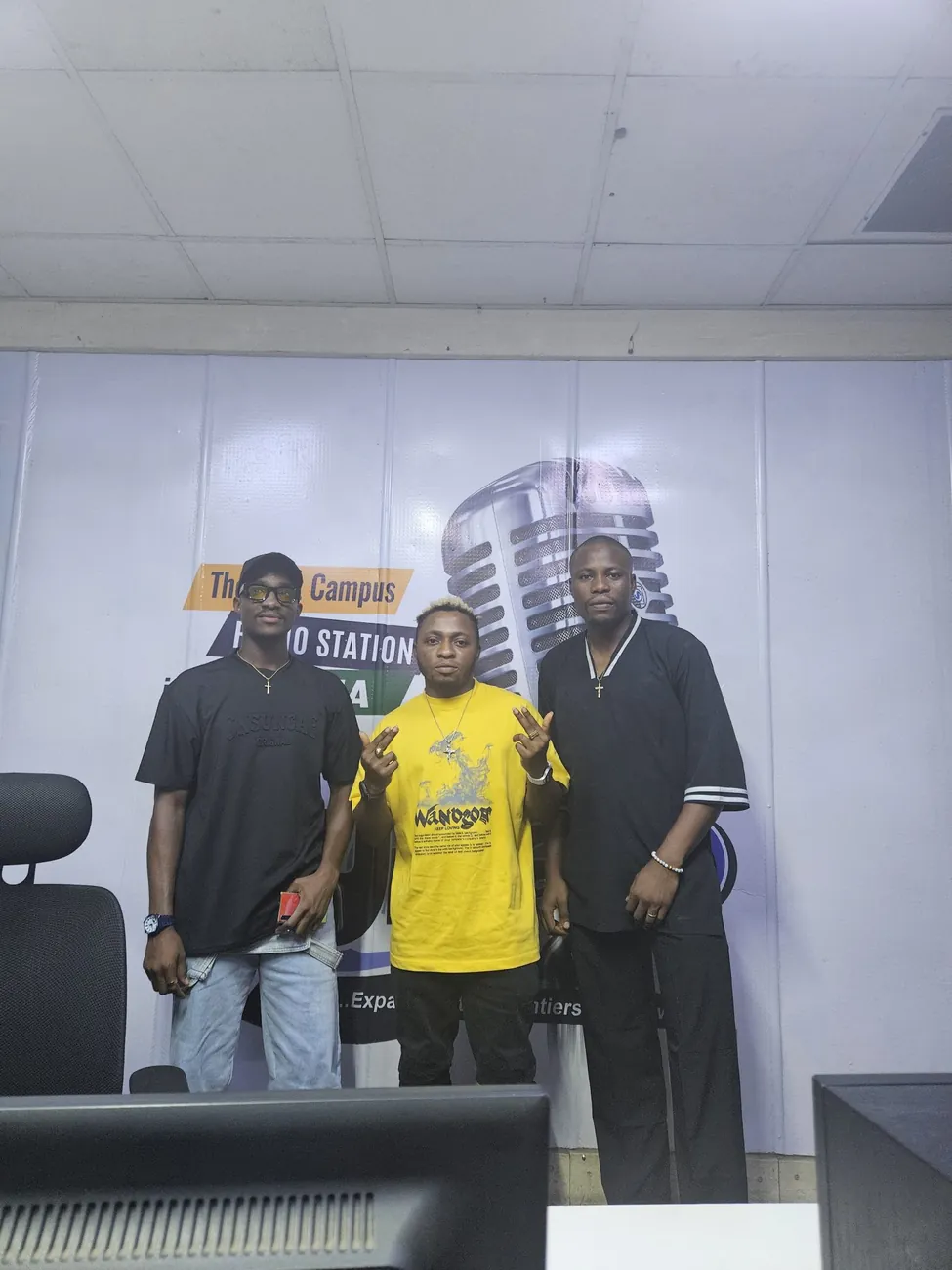 K-Dollar and guests at a radio station